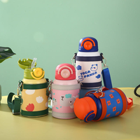 Bouteille d'eau isotherme en acier inoxydable 316 pour enfants, ensemble cadeau en gros, 450 ml, tasse thermos portable avec paille
