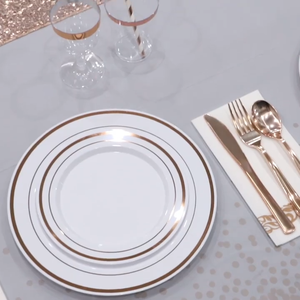 ชุดช้อนส้อมพลาสติกแบบใช้แล้วทิ้งสำหรับงานปาร์ตี้สีทองหรูหราช้อนมีดส้อมชุดเครื่องใช้บนโต๊ะอาหารสำหรับงานแต่งงานสีเงินกุหลาบ - Product Image 4