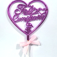 Décoration de gâteau en plastique plaqué or en forme de cœur, style cursive, motif flamant rose, pour anniversaire, Quinceañera, en espagnol, prix d'usine