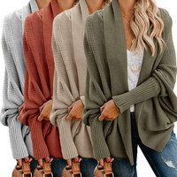 VSCOO Winter Jacquard-Wollpullover Modischer Fledermausärmel-Strickpullover Übergröße Damen-Strickjacke