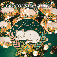 Badge métallique personnalisé en émail souple pour constellations, étoiles, feuilles, paillettes, impression UV, moulage 3D, or, souvenir, anniversaire