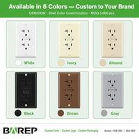 Stopkontak GFCI BAREP 20A 125V Bersertifikasi CULus dengan Indikator LED Ganda dan Uji Otomatis untuk Kamar Mandi, Dapur, dan Area Basah