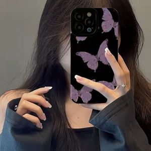 Dễ Thương Phim Hoạt Hình Trường Hợp Điện Thoại Cho Iphone 15 14 Pro Max 13 12 11 Ins Tím Bướm Trường Hợp Điện Thoại - Product Image 5