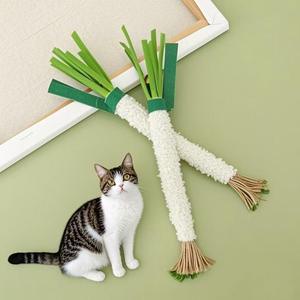 HIPHOPPET BSCI Eco-Friendly Felt Scallion Cute Shape Cat Chew Toy Scallion Cute Shape Cat Chew Toy Interactive Bite Resistant
