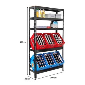 <strong>Drinks</strong> <strong>Crate</strong> Shelf, 6 <strong>Crates</strong> with 4 Shelves, , Black, H X W X D 180 X 100 X 30 Cm, Freestanding <strong>Crate</strong> Stand, <strong>Drink</strong> Shelf, - Product Image 2