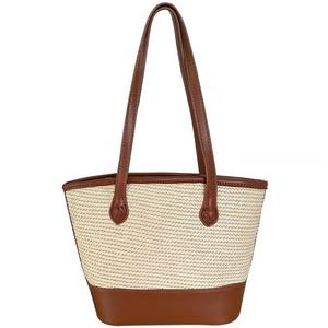 Sacs de paille pour femmes, sac à main de <span class=keywords><strong>plage</strong></span> d'été décontracté fait à la main, sacs à bandoulière tissés en paille pour voyage - Product Image 1