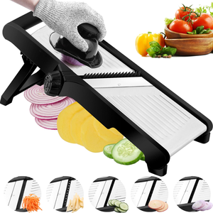Adjustable <b>Vegetable</b> Chopper Stainless Steel Tomato Slicer Food Mandolin Slicer for Kitchen with Hand Guard - Product Image 1