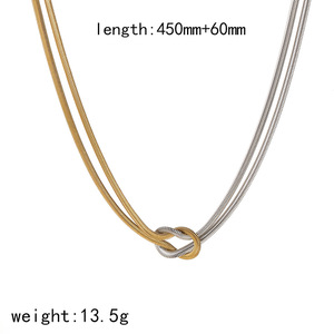 Double Layer Snake Bone Stainless Steel Necklace <b>Bracelet</b> <b>Set</b> 18k Gold Plated Clavicle Chain Fashion Jewelry Geometric Design - Product Image 5
