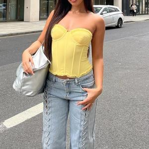 Lace Sexy Gel Bone Shaping Sexy Bustier Backless See Through Chest Women's Outerwear Top Bra Vest Fashion - Product Image 2