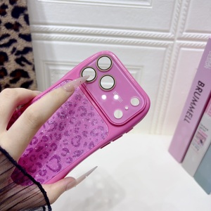 <span class=keywords><strong>Funda</strong></span> de Teléfono de Lujo con Purpurina y Estampado de Leopardo para <span class=keywords><strong>iPhone</strong></span> 17 Pro Max 16 <span class=keywords><strong>13</strong></span>, Estilo Y2K, Rosa Brillante, Borde Ondulado 3D, Película Protectora de Lente Integrada - Product Image 5