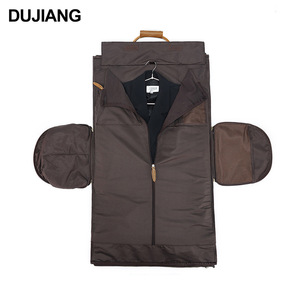 Bolsa de Viaje de Cuero Crazy Horse Dujiang, Gran Capacidad, Asa Desmontable, Cierre de Cremallera, Color Sólido - Product Image 4