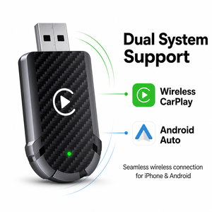 อะแดปเตอร์ CarPlay ไร้สายสำหรับรถยนต์, ตัวแปลง USB Android Auto แบบ 2 in 1 สำหรับ CarPlay แบบมีสายจากโรงงาน - Product Image 1