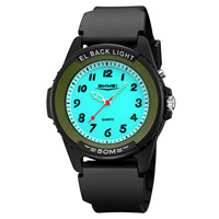 Montre sport à quartz SKMEI 2433 pour homme avec boîtier en ABS étanche 50M, bracelet en TPU, rétroéclairage EL, montre analogique décontractée pour adolescents