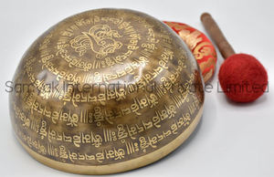 งานฝีมือโลหะแบบโบราณใช้ในบ้านพิมพ์ลายได้ตามต้องการชามอัลลอยบำบัดเสียงแบบทันสมัยเคลือบอ่อนสำหรับโยคะแบบดั้งเดิม - Product Image 3