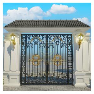 Portails en fer forgé de luxe classique moderne, conception professionnelle de modélisation 3D ECO, portail à double battant pour allée, entrée de villa - Product Image 1