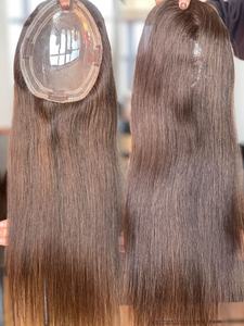 ขายส่งผมมนุษย์ผู้หญิงT Opper 5.5X6 นิ้วMonoหนังกําพร้าAlinged 16 นิ้วดิบผมSilkyตรงในสต็อก - Product Image 6