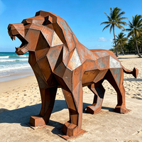 Statue d'animal en métal kangourou géométrique abstrait moderne en acier Corten pour l'extérieur, le jardin, la cour, l'aménagement paysager et l'art public