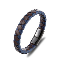 Bracelet en cuir pour homme MECYLIFE, deux tons, cordon tressé, fermoir magnétique