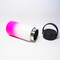 Bouteille d'eau à logo personnalisé avec dégradé de couleurs, 350 ml, en acier inoxydable, isolée sous vide, avec couvercle à rabat breveté et poignée amovible