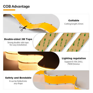 PERFECT IP20 Non-Waterproof Ultra Wide 30mm 40W/M 1600LEDs/m 4Rows Dotless CRI90 DC24V <b>COB</b> Flexible <b>LED</b> <b>Strip</b> Light - Product Image 4