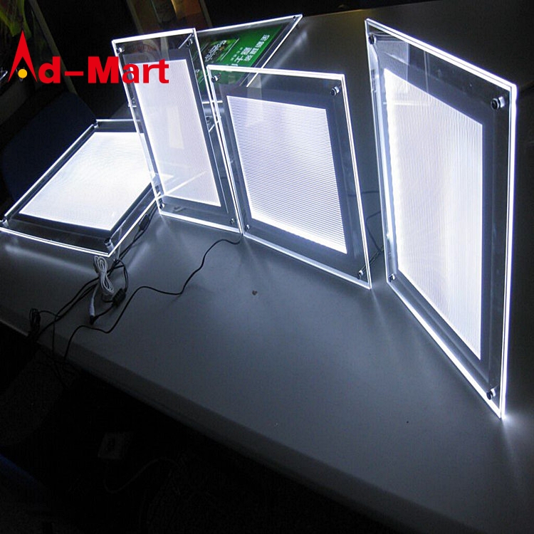 High quality acrylic/ crystal LED sign wall mounted display frame Slim Crystal Light Box