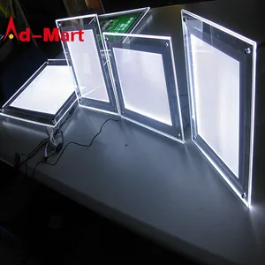 Yüksek kaliteli akrilik/kristal LED işareti duvara monte ekran çerçevesi ince kristal ışık kutusu