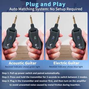 A9 2.4GHz có thể sạc lại không dây guitar hệ thống Guitar Transmitter & <span class=keywords><strong>Receiver</strong></span> Set gió điện cụ Pickup loại - Product Image 5