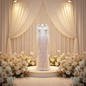 Cappotto Romantico di Alta Moda con Applicazioni Floreali Tridimensionali e Lavorazione di Precisione dei Canali Ossei - Product Image 1