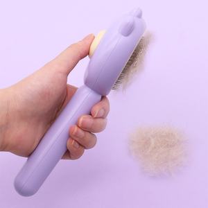 Brosse à poils pour animaux de compagnie, chat et chien, à un seul bouton, auto-nettoyante, confortable, pour éliminer les poils sous-poil et les poils lâches - Product Image 3