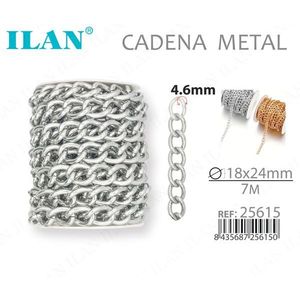 Catena in Metallo Ilan 18x24mm 7M Argento per Creazione di Gioielli - Product Image 1