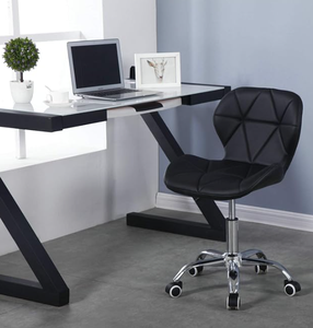 Black PU <b>Leather</b> Home Office Chair with Chrome Legs with Wheels and Lift Restaurant Swivel <b>Bar</b> <b>Stool</b> - Product Image 4