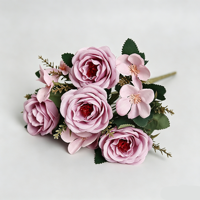 Bouquet de fleurs artificielles en tissu de soie, roses artificielles, OEM ODM, pour mariage, événement, arrangement floral, décoration de la maison
