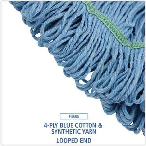 หัวไม้ถูพื้นแบบวงกลมขนาดกลาง สีน้ำเงิน รุ่น Boardwalk 502BLNBCT แบบพันด้วยมือ รูปทรงสี่เหลี่ยมผืนผ้า อุปกรณ์ทำความสะอาด ดูดซับน้ำได้ดี - Product Image 3