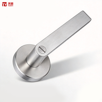 Poignée de porte Tianyi en acier inoxydable brossé avec levier de verrouillage, rosette ronde, pour intérieur, chambre, chambre à coucher, quincaillerie moderne en bois