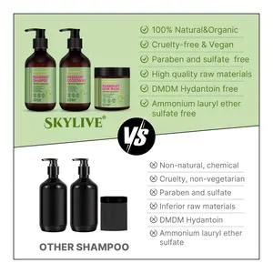Champô personalizado Champô orgânico do óleo do cabelo do alecrim da cebola vermelha Shampoo e condicionador hidratantes ervais naturais do cabelo