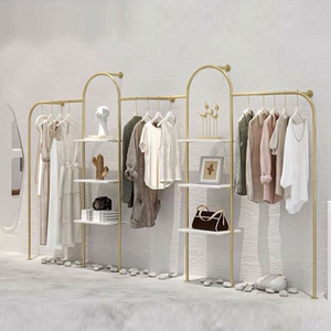 Đồ Nội Thất Cửa Hàng Vàng Hiển Thị Giá Quần Áo Thương Mại Treo Hàng May Mặc Đứng Kệ Quần Áo Cửa Hàng Tường Đơn Vị Cho Bán Lẻ Hiển Thị - Product Image 1