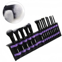 15 Pcs Kuas Makeup Bulu Sintetis Gagang Kayu dengan Cermin & Lip Gloss/Mascara-Opsi Logo Kustom OEM