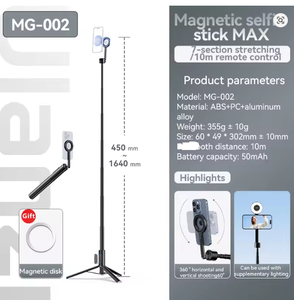 Ulanzi-<span class=keywords><strong>Palo</strong></span> de <span class=keywords><strong>Selfie</strong></span> Extensible Magnético, Soporte de Trípode con Control Remoto Inalámbrico para iPhone 16, 15, Teléfono Magnético, con Mando a Distancia, 1 Unidad, 2 Unidades, 1 Unidad - Product Image 4
