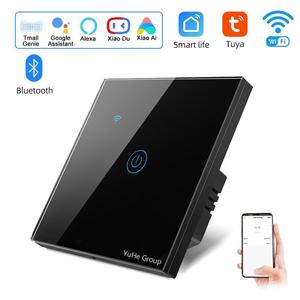 YuHe Group <b>Touch</b> Wall <b>Switch</b> 10A 220V Tempered Glass 1-Way Wi-Fi for Smart Life App Control Modern Design IP20 100,000 - Product Image 1