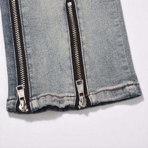 Pantalones Vaqueros Unisex de Moda Ligera con Detalle de Cremallera Lateral, Jeans Rectos Desgastados de Estilo Vintage para Uso Diario Informal - Product Image 5