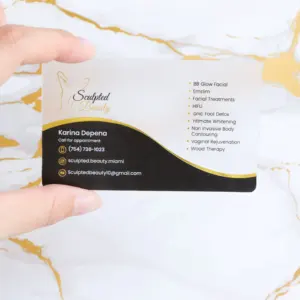 Custom brand name printing pvc card metallic gold foil plastic card pvc frosted business card