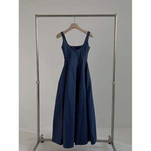 Korean Style Elegant Summer Midi Dress Fashionable Solid Color Sleeveless Suspender Waist-Cinching Slimming Women's Tank Top - Product Image 1