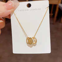 Collier plaqué or 14 carats anti-ternissement, style romain, triple anneau, pendentif coquillage en zircon, bijoux de mode pour femmes au quotidien