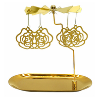 Bougeoirs rotatifs en métal pour décoration de la maison de mariage Plateau de carrousel de Noël rotatif Or Argent Bougeoir
