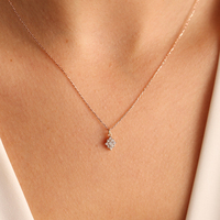 Collier minimaliste en Zircon cubique, petit collier en argent