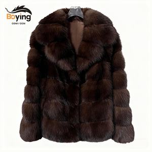 Manteau parka en fausse fourrure épaisse à revers rétro haut de gamme pour femme garçon-Manteau en fausse fourrure écologique ressemblant à du vison et en fausse fourrure de sable - Product Image 1