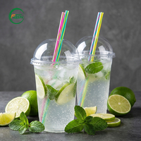 Onbreekbare PET Frappuccino bekers met drinklepels, exportkwaliteit, transparante plastic tumblers voor desserts