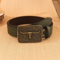 Ceinture en jean western avec boucle en alliage, style rétro tendance, universelle pour jeunes, mode punk, largeur 3,8 cm, longueur 100-130 cm