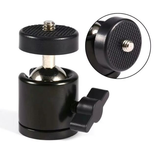 Black Metal Video Digital DSLR Camera Accessories Tripod 3/8" - 1/4" Thread Screw PTZ Mini Ball Head Adapter