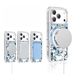 Senyork strong magnet 360 metal holder magnetic transparent flower clear phone <b>case</b> for iPhone 17 pro max 11 12pro 14plus - Product Image 6